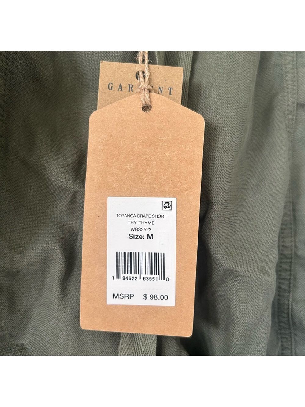 Faherty Topanga Drape Shorts Womens Medium Thyme Green Linen Blend NWT - Picture 6 of 6